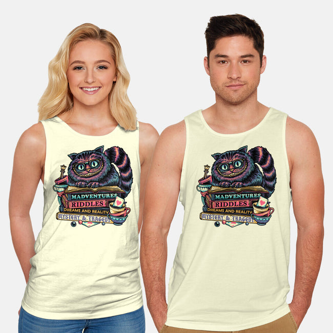 Bookish Cat-Unisex-Basic-Tank-glitchygorilla