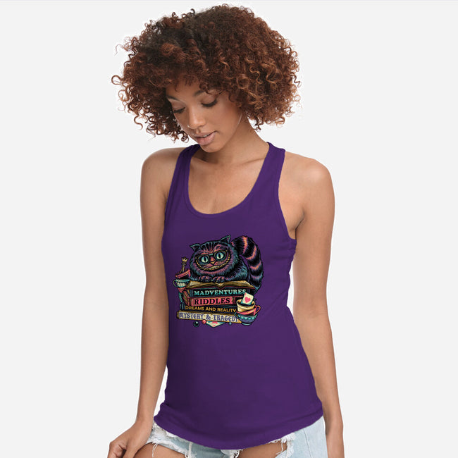 Bookish Cat-Womens-Racerback-Tank-glitchygorilla