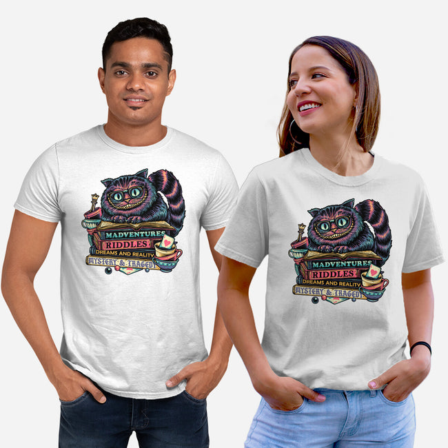 Bookish Cat-Unisex-Basic-Tee-glitchygorilla