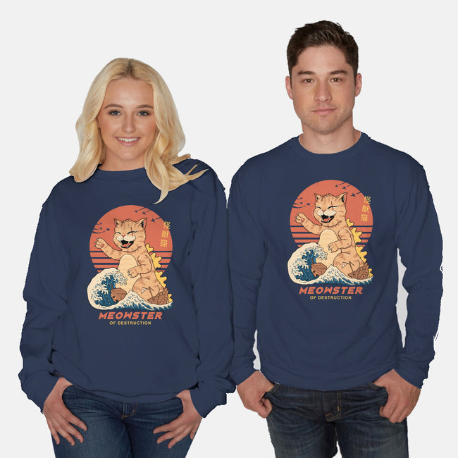 Kaiju Meowster-Unisex-Crew Neck-Sweatshirt-vp021