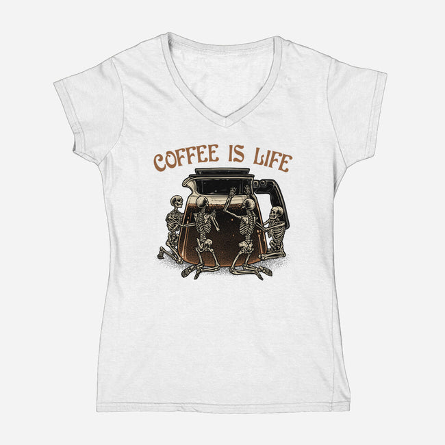 Coffee Is Life-Womens-V-Neck-Tee-glitchygorilla