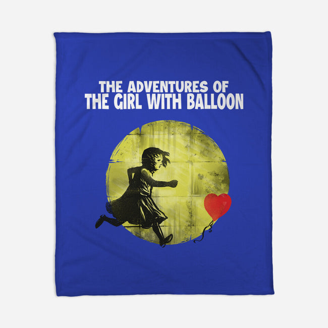 The Adventures Of Girl With Balloon-None-Fleece-Blanket-zascanauta