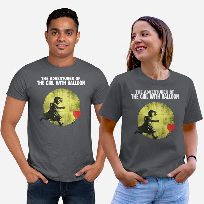 The Adventures Of Girl With Balloon-Unisex-Basic-Tee-zascanauta