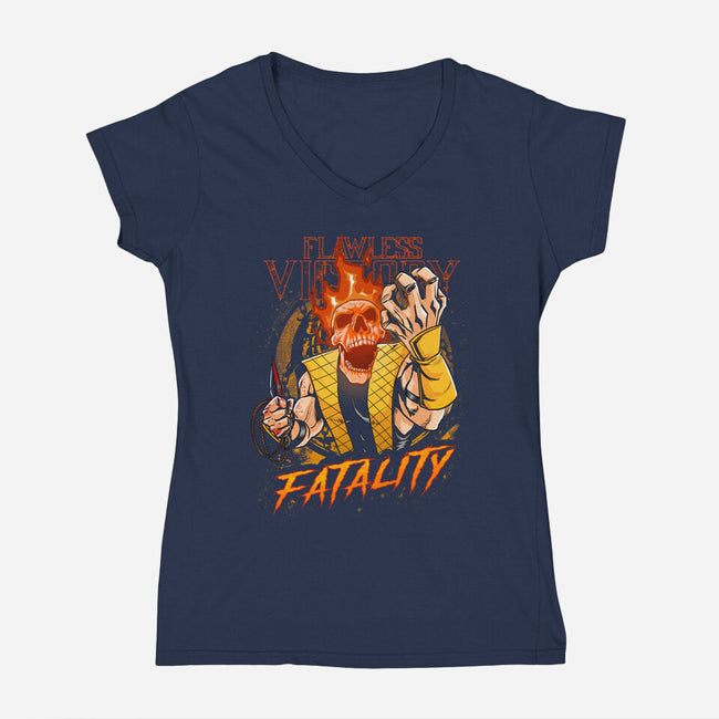 Fatality From Hell-Womens-V-Neck-Tee-Diego Oliver