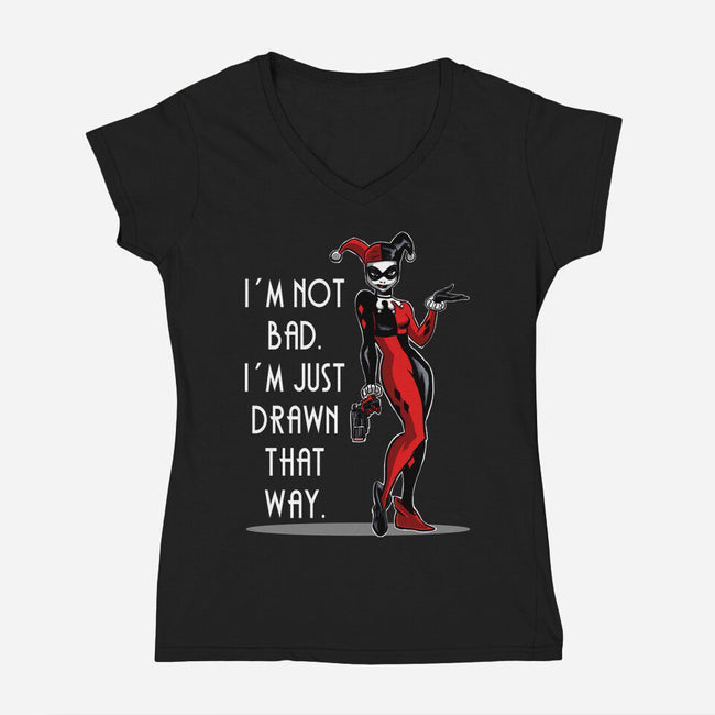 I'm Not Bad-Womens-V-Neck-Tee-zascanauta