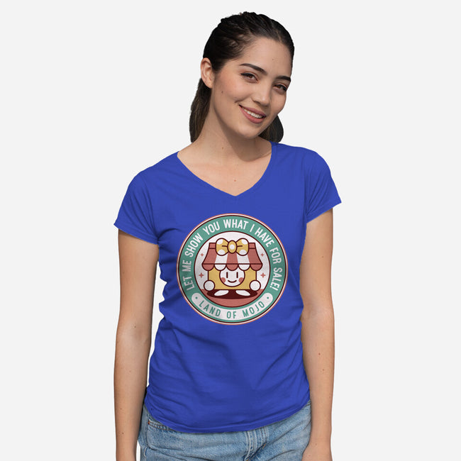 Marina Story Book Shopkeeper-Womens-V-Neck-Tee-LAGELANTEE