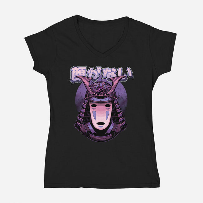 Samurai Ghost-Womens-V-Neck-Tee-Astrobot Invention