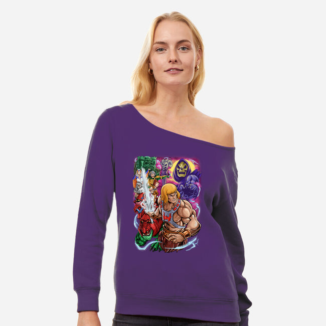 Power Of Greyskull-Womens-Off Shoulder-Sweatshirt-Nihon Bunka