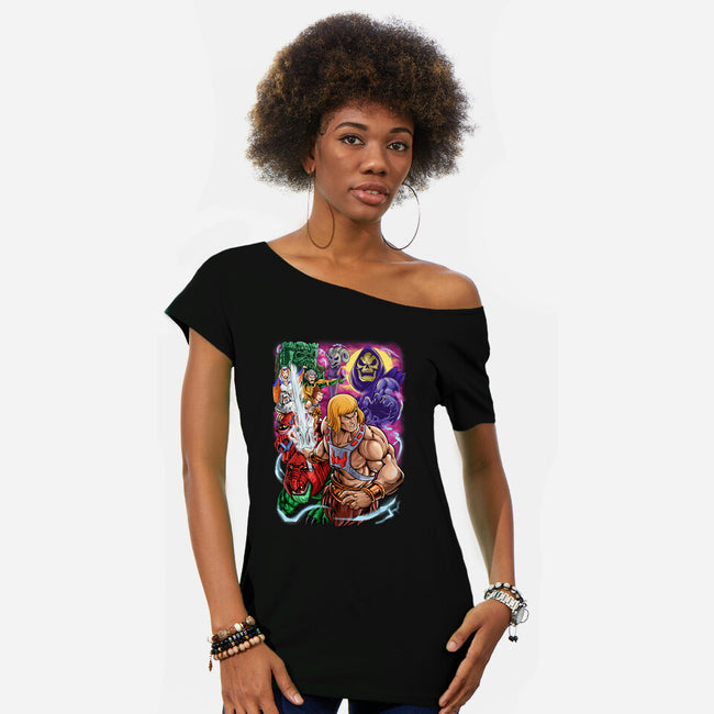 Power Of Greyskull-Womens-Off Shoulder-Tee-Nihon Bunka