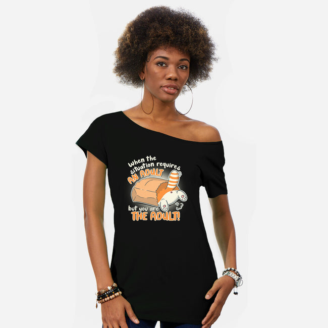 Requires An Adult-Womens-Off Shoulder-Tee-Freecheese