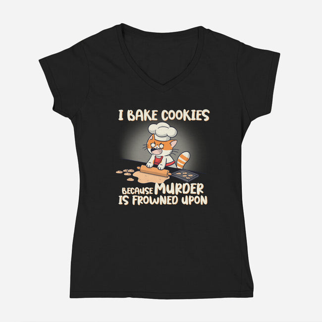 I Bake Cookies-Womens-V-Neck-Tee-Freecheese