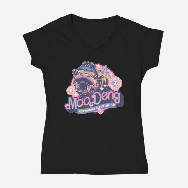 Just Wanna Sleep All Day-Womens-V-Neck-Tee-glitchygorilla