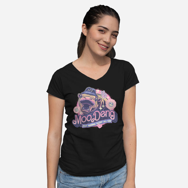 Just Wanna Sleep All Day-Womens-V-Neck-Tee-glitchygorilla