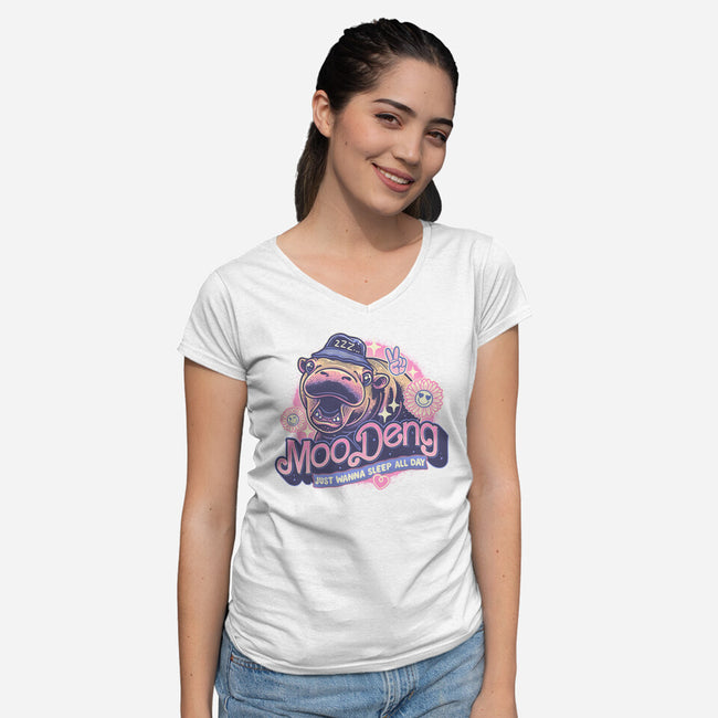 Just Wanna Sleep All Day-Womens-V-Neck-Tee-glitchygorilla