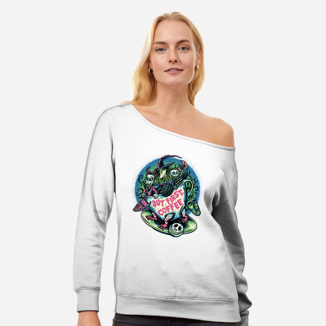 But First Coffee-Womens-Off Shoulder-Sweatshirt-glitchygorilla