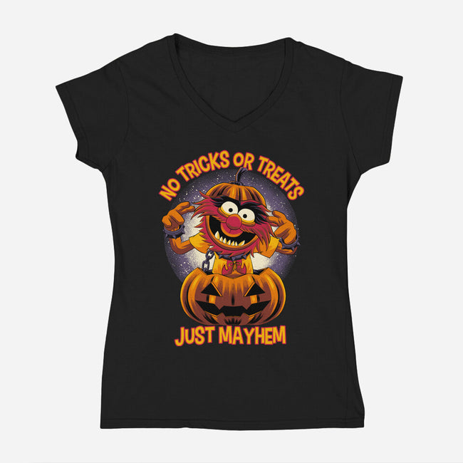 No Tricks Or Treats-Womens-V-Neck-Tee-rmatix