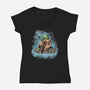 Frog Master Jedi-Womens-V-Neck-Tee-nickzzarto