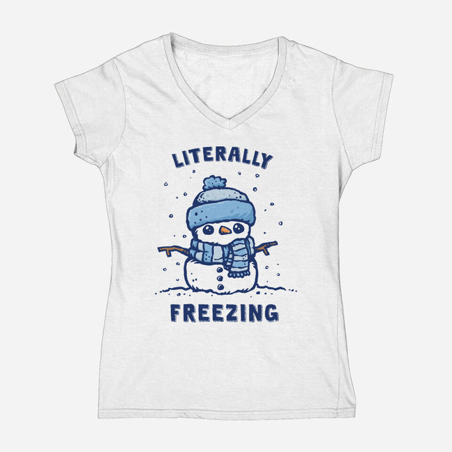 Literally Freezing-Womens-V-Neck-Tee-kg07