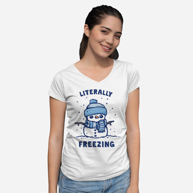 Literally Freezing-Womens-V-Neck-Tee-kg07