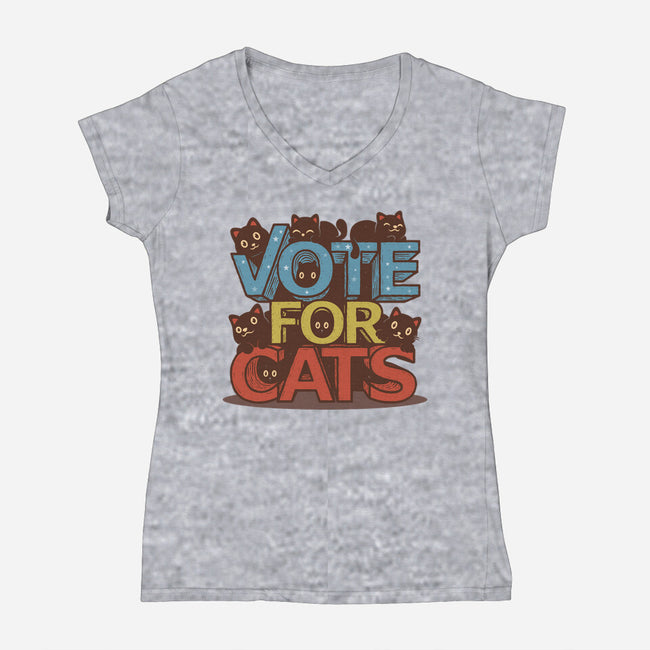 Vote For Cats-Womens-V-Neck-Tee-erion_designs