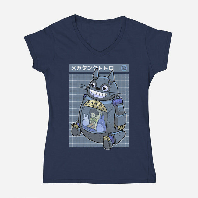 Mecha Tank Totoro-Womens-V-Neck-Tee-Astrobot Invention