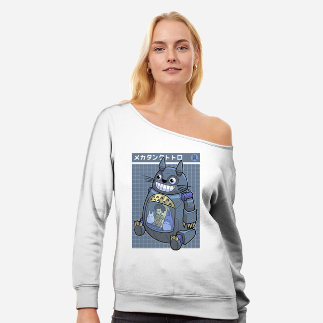 Mecha Tank Totoro-Womens-Off Shoulder-Sweatshirt-Astrobot Invention