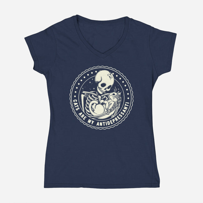 Cats Are My Antidepressant-Womens-V-Neck-Tee-tobefonseca