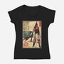 Pyramid Head Woodblock-Womens-V-Neck-Tee-DrMonekers