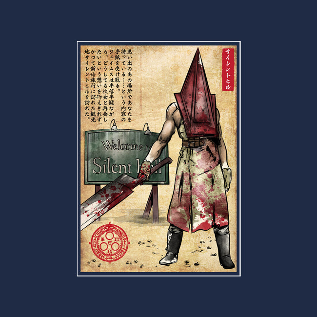 Pyramid Head Woodblock-None-Fleece-Blanket-DrMonekers