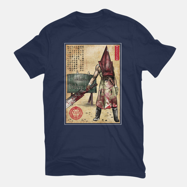 Pyramid Head Woodblock-Unisex-Basic-Tee-DrMonekers