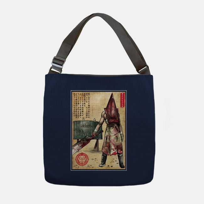 Pyramid Head Woodblock-None-Adjustable Tote-Bag-DrMonekers