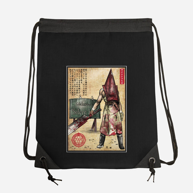 Pyramid Head Woodblock-None-Drawstring-Bag-DrMonekers