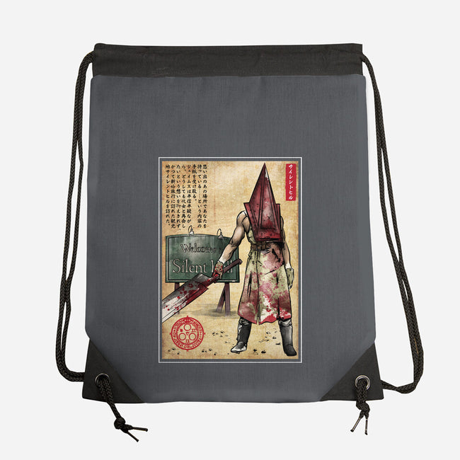 Pyramid Head Woodblock-None-Drawstring-Bag-DrMonekers