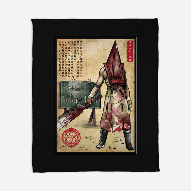 Pyramid Head Woodblock-None-Fleece-Blanket-DrMonekers