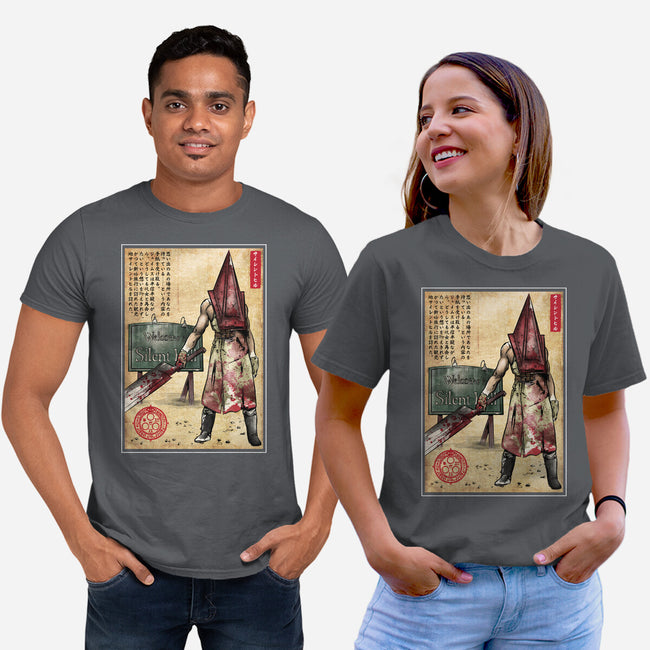 Pyramid Head Woodblock-Unisex-Basic-Tee-DrMonekers