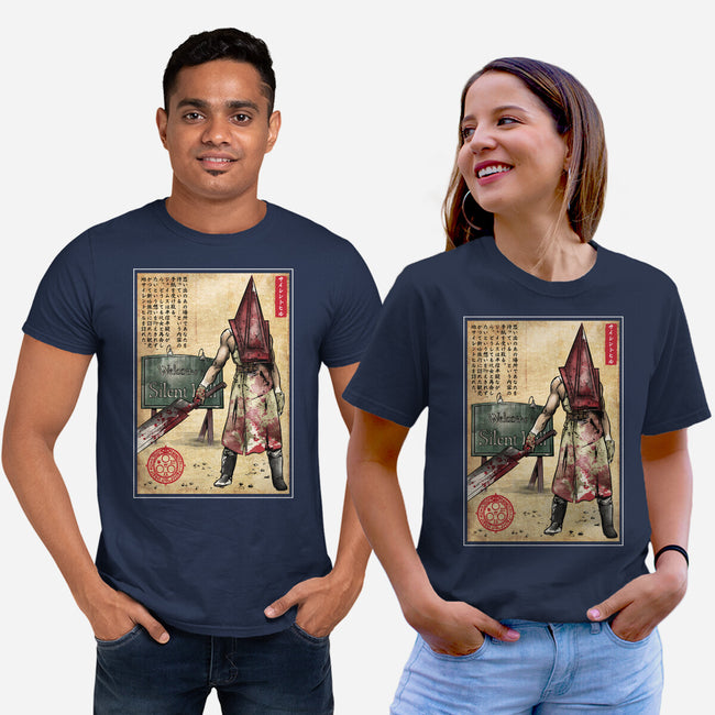 Pyramid Head Woodblock-Unisex-Basic-Tee-DrMonekers