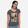 Pyramid Head Woodblock-Womens-V-Neck-Tee-DrMonekers