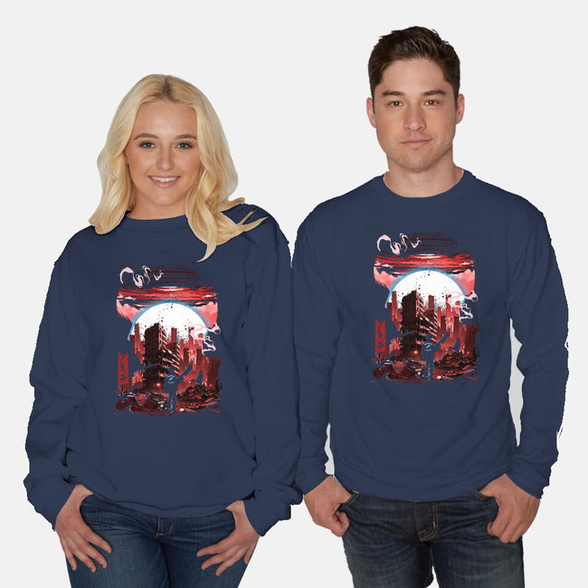 Neo-Tokyo Blues-Unisex-Crew Neck-Sweatshirt-Arinesart