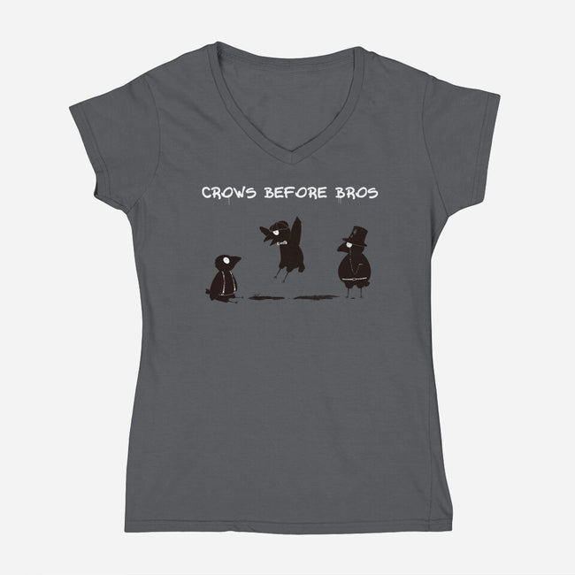 Crows Before Bros-Womens-V-Neck-Tee-Mattania