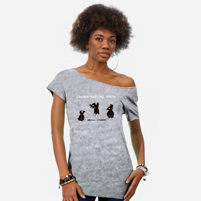 Crows Before Bros-Womens-Off Shoulder-Tee-Mattania