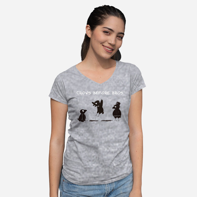 Crows Before Bros-Womens-V-Neck-Tee-Mattania