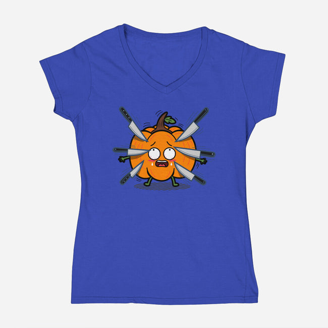 Designated Pumpkin-Womens-V-Neck-Tee-Boggs Nicolas