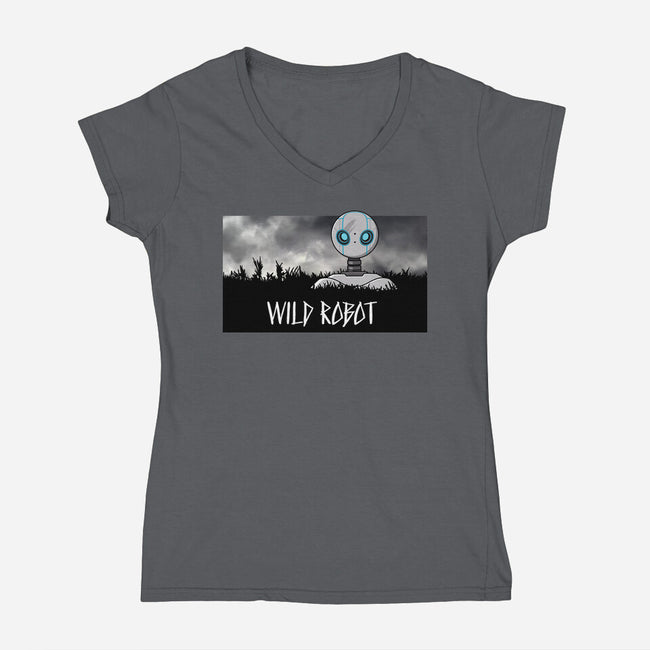 Wild Robot-Womens-V-Neck-Tee-jasesa