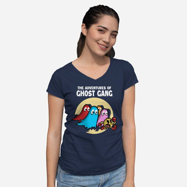 The Adventures Of Ghost Gang-Womens-V-Neck-Tee-zascanauta