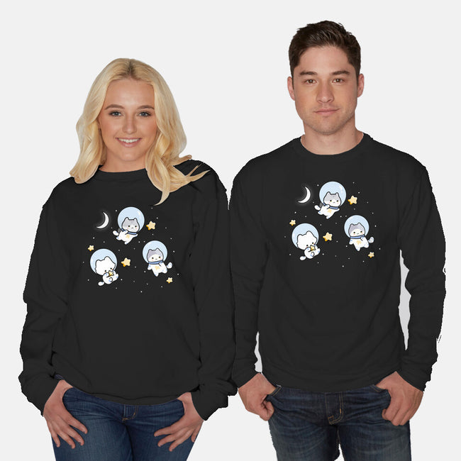 Astro Cats-Unisex-Crew Neck-Sweatshirt-MaxoArt