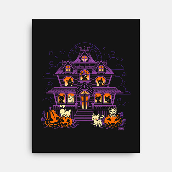 Pumpkin Haunted House-None-Stretched-Canvas-worlddominationforcats