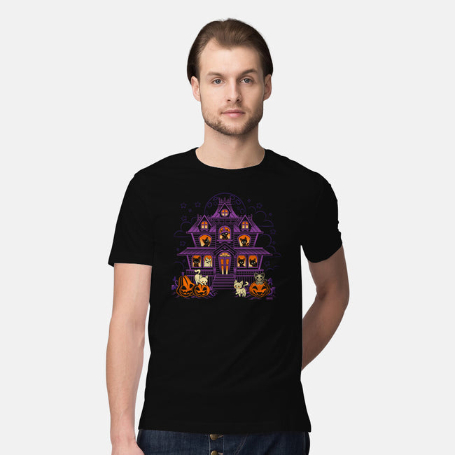 Pumpkin Haunted House-Mens-Premium-Tee-worlddominationforcats