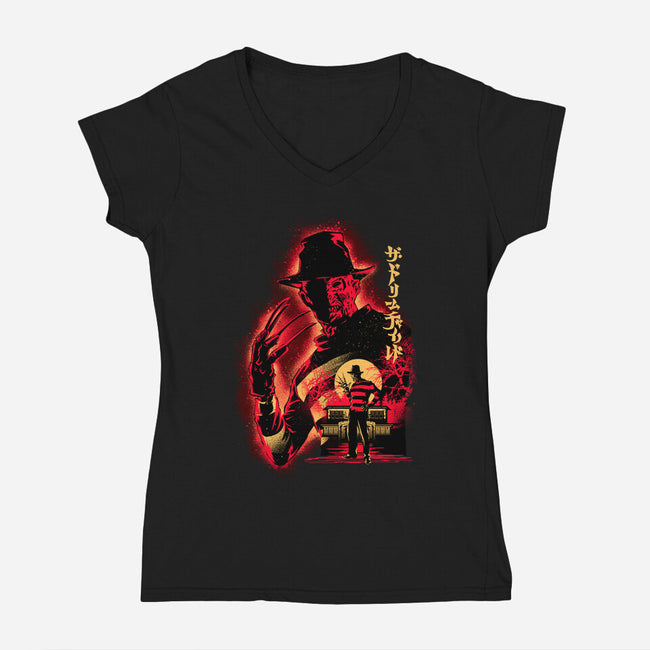 Attack Of Krueger-Womens-V-Neck-Tee-hypertwenty