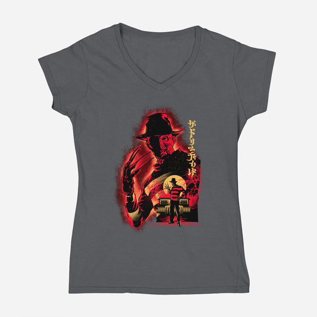 Attack Of Krueger-Womens-V-Neck-Tee-hypertwenty