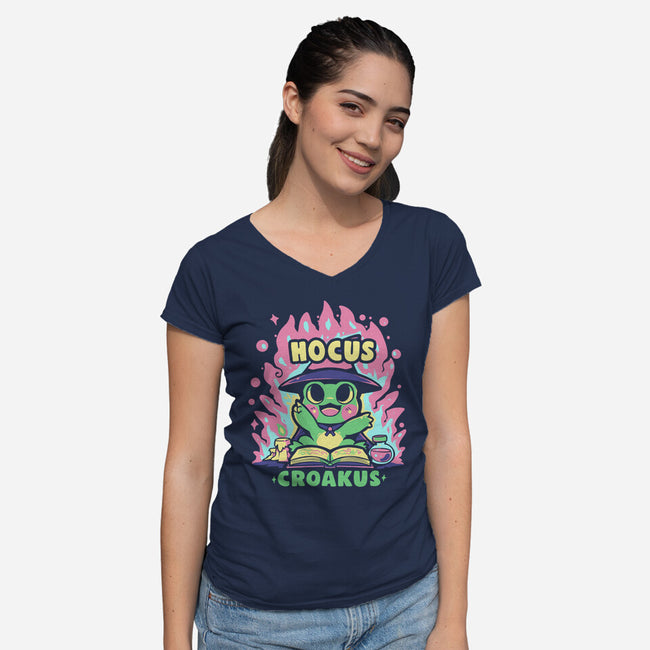 Hocus Croakus-Womens-V-Neck-Tee-TechraNova